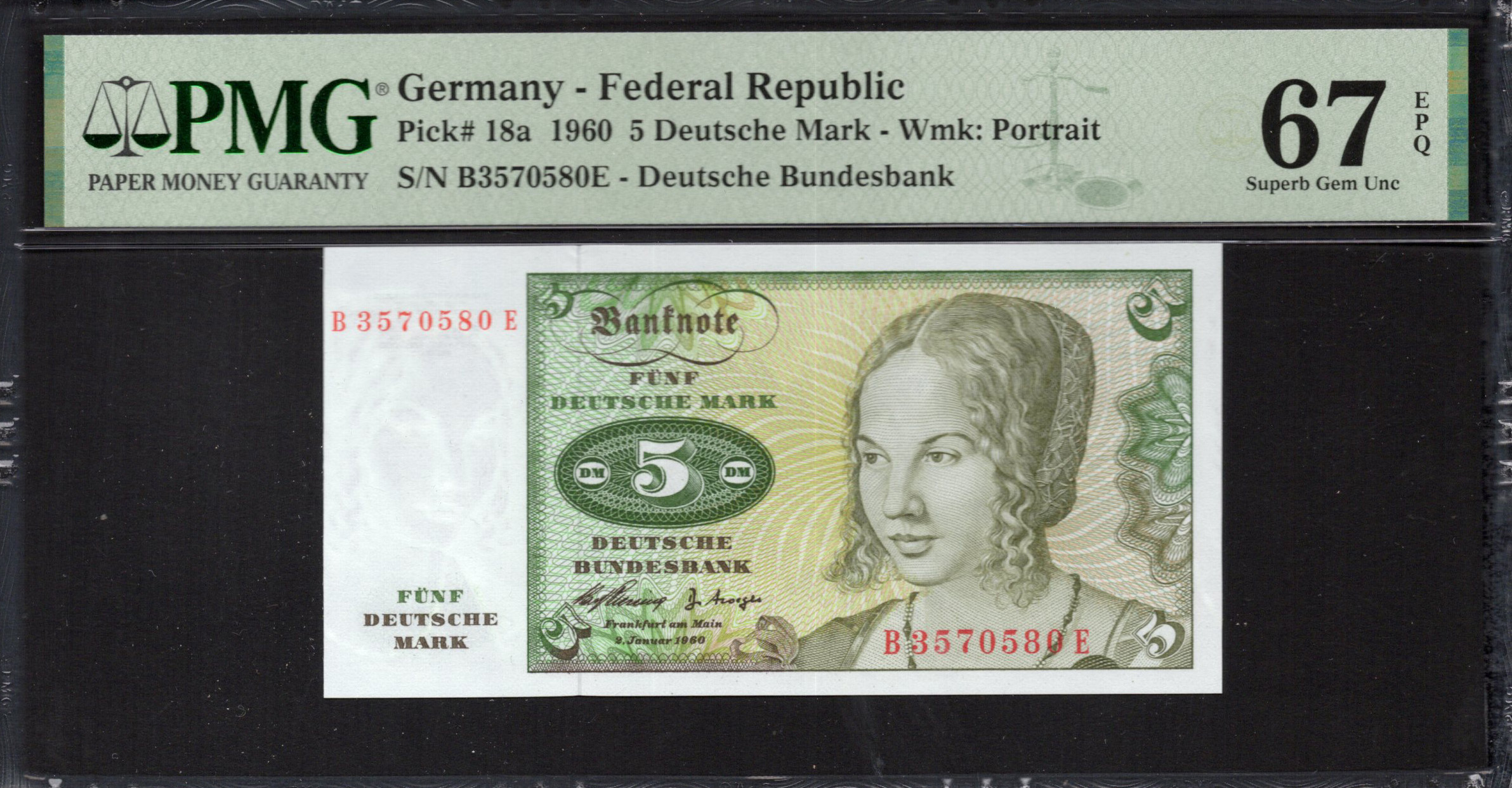 Buy PMG - Germany - 5 Deutsche Mark 1960 - Pick # 18a - PMG 67 EPQ ...