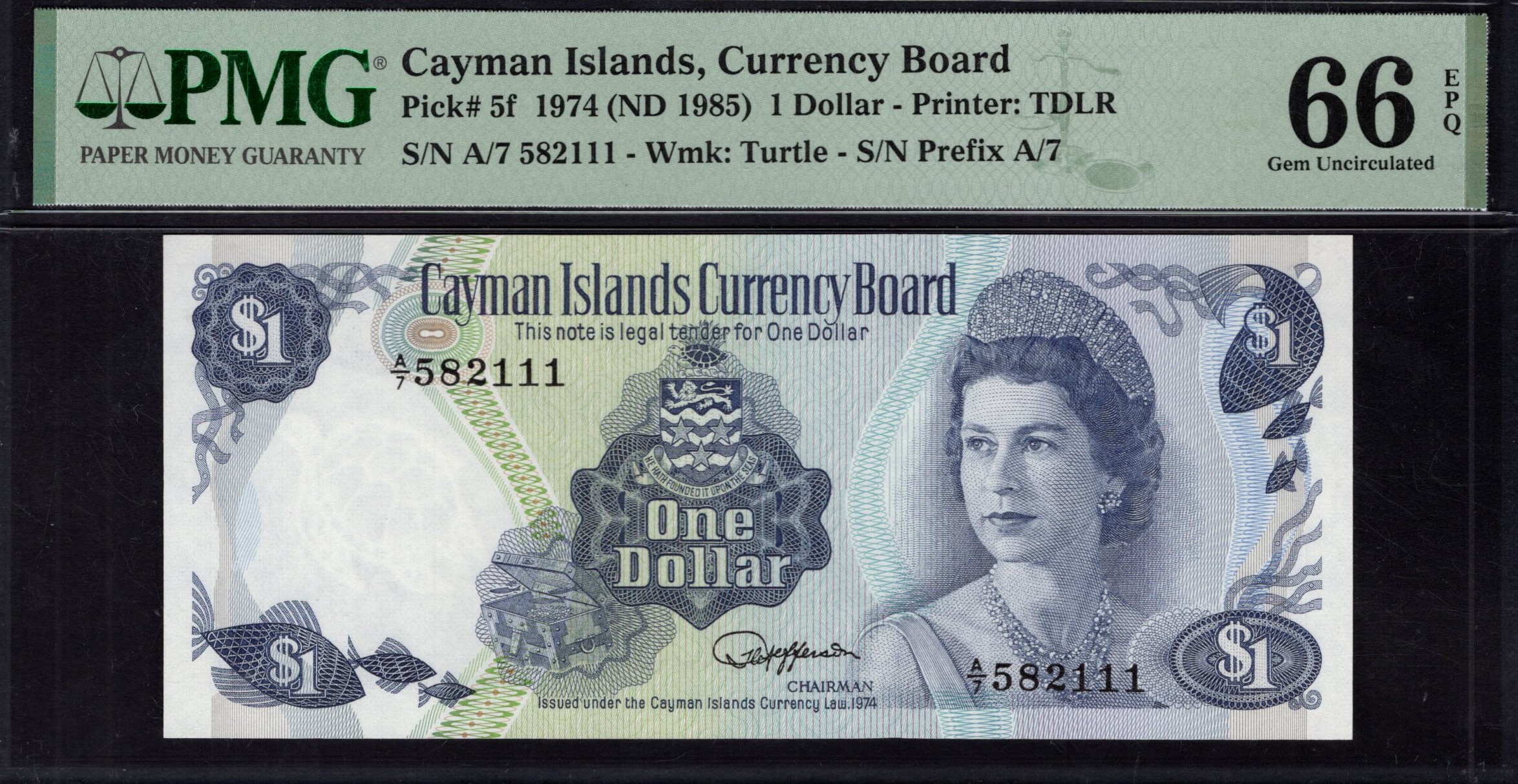 シャンプー Ex currency Buy PMG - Cayman Islands - 1 Dollar 1974 - Pick # 5f - PMG 66 EPQ