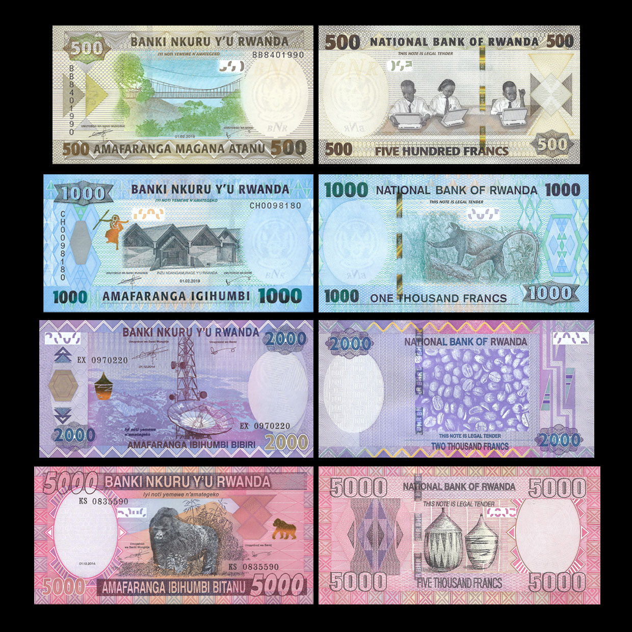 Bank Notes In Rwanda Buy Banknotes - Rwanda - 500,1000,2000,5000 Francs 2014/2019 - 4 PCS ...