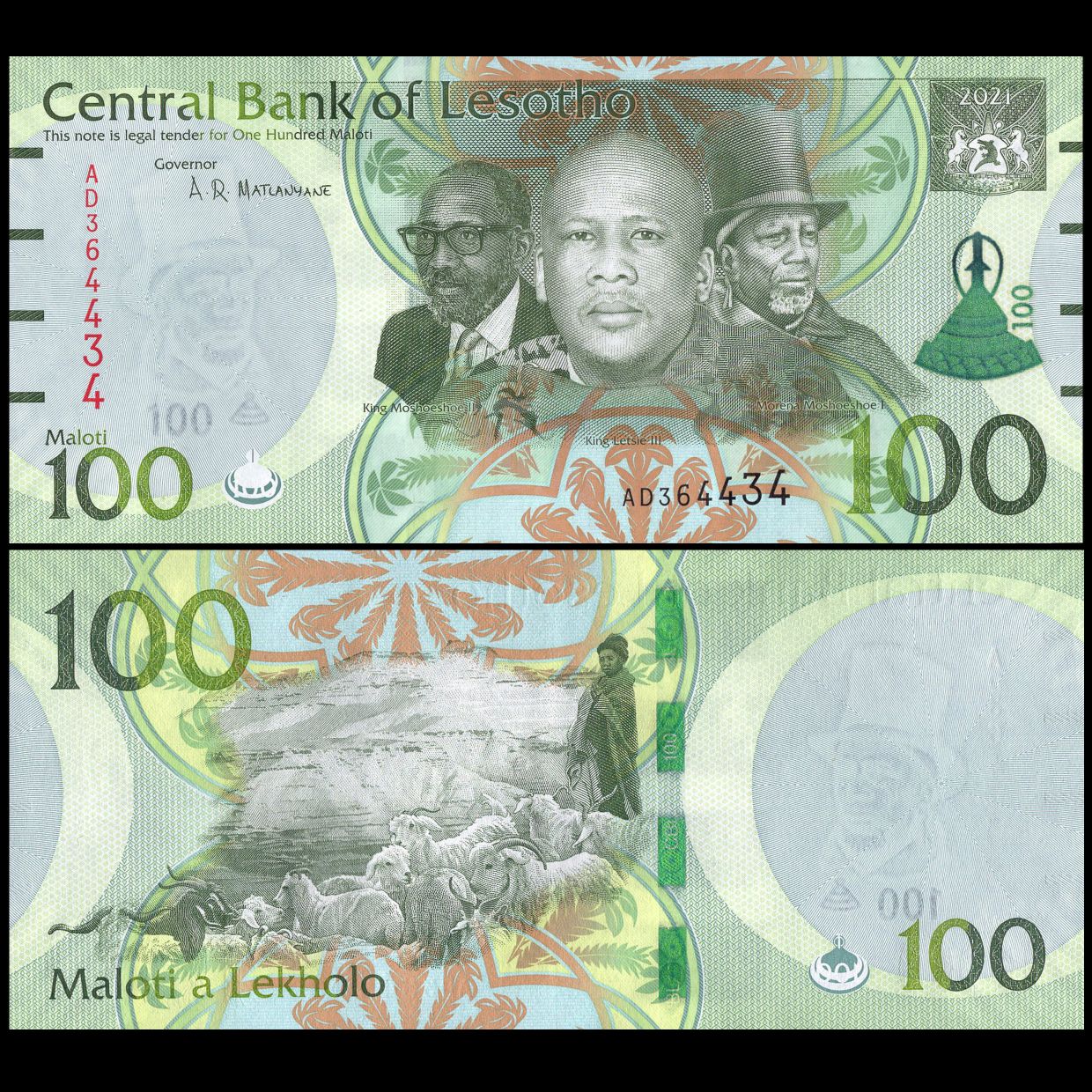 Buy Banknotes - Lesotho - 100 Maloti 2021 - Pick- NEW / B230 | MoneyCorner