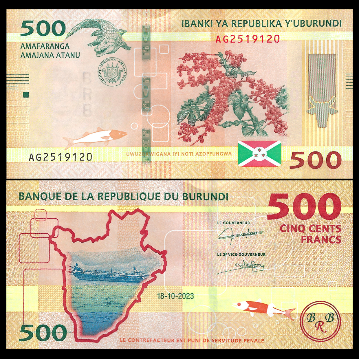 Banknote Burundi Collection - N° 30C - 500 Francs - La Maison Du - Foto 5