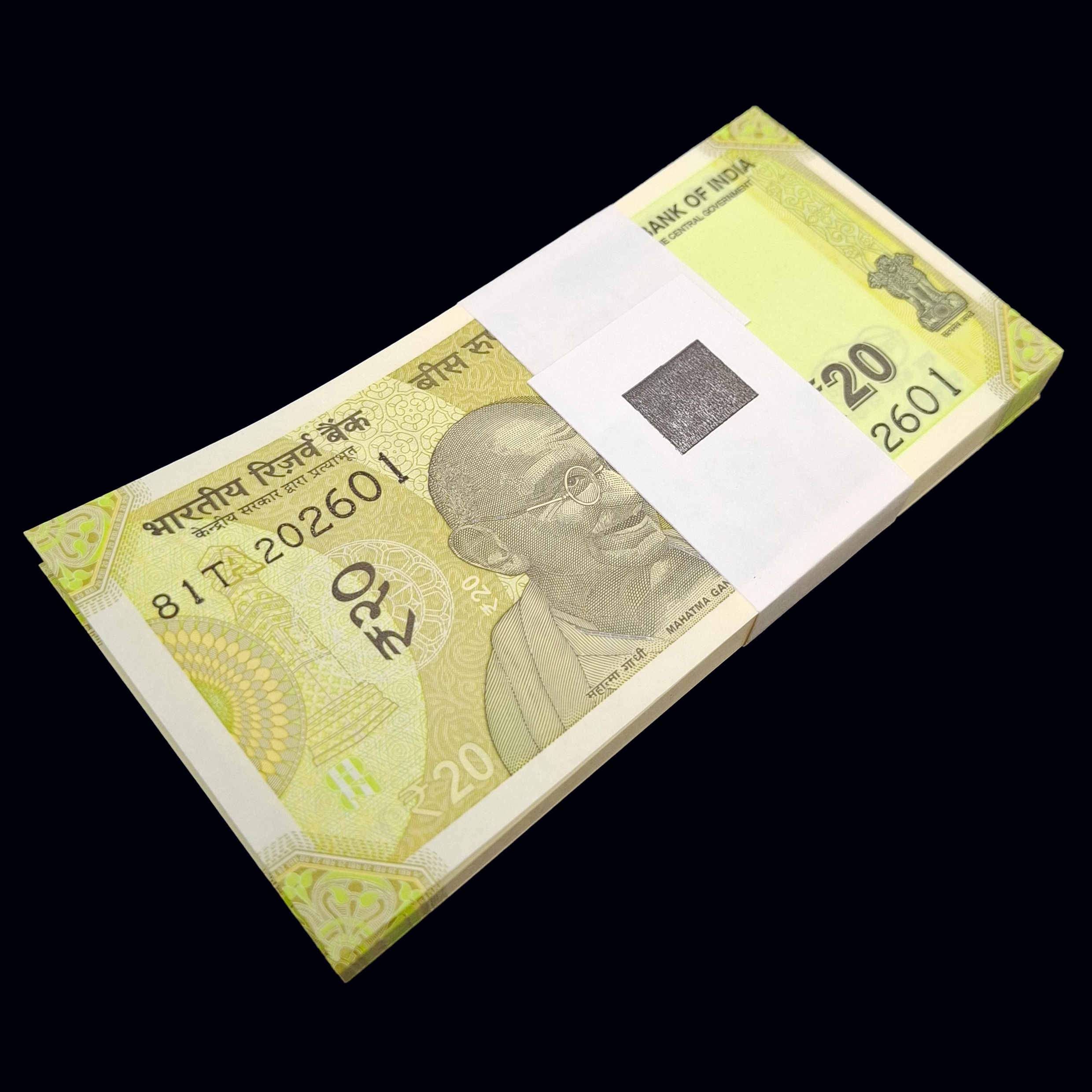 Buy Banknotes - India - 20 Rupees 2023 - Pick- NEW / B299e - Bundle 100 ...