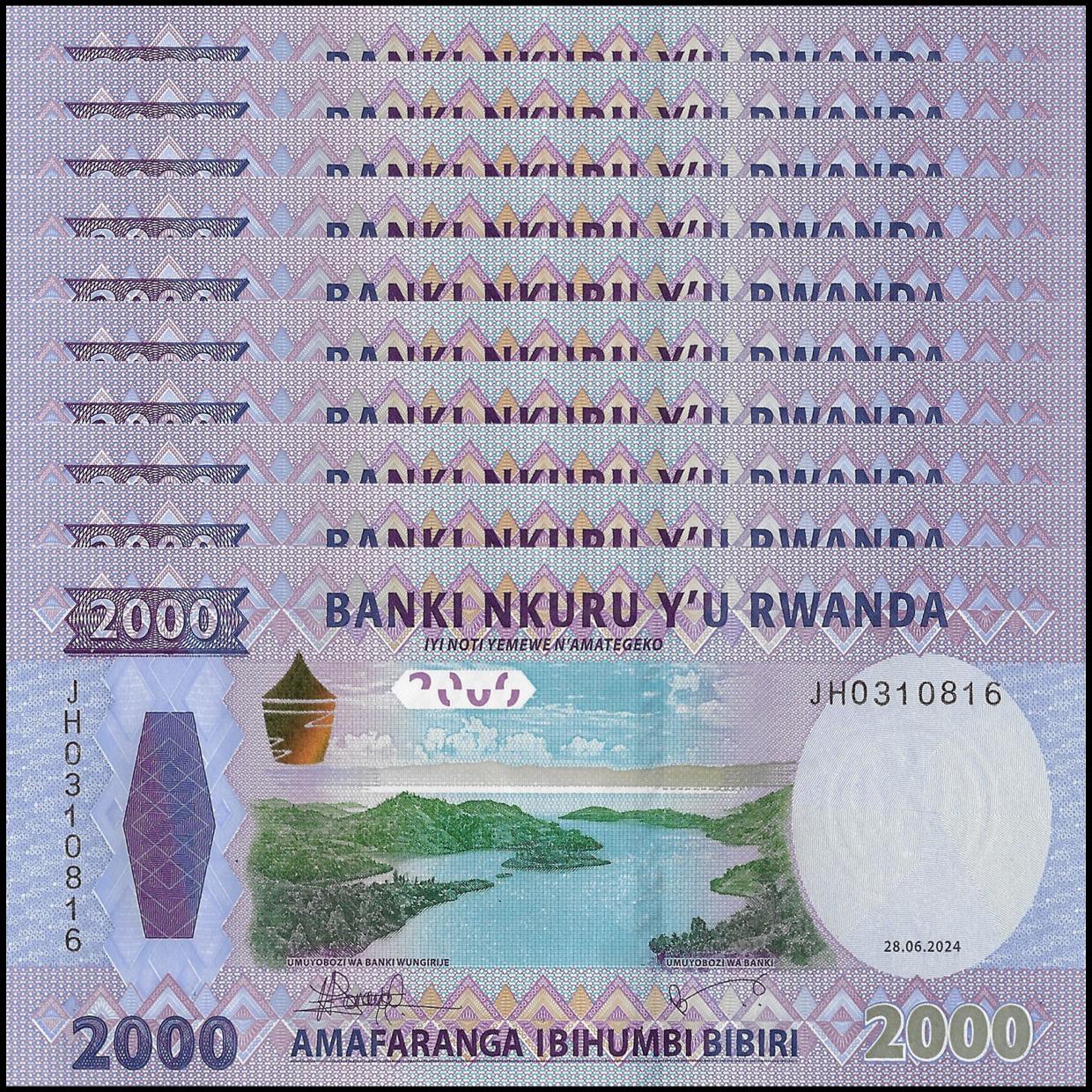 Bank Notes In Rwanda Buy Banknotes - Rwanda - 2000 Francs 2024 - Pick- NEW / B143a - Set 10 ...