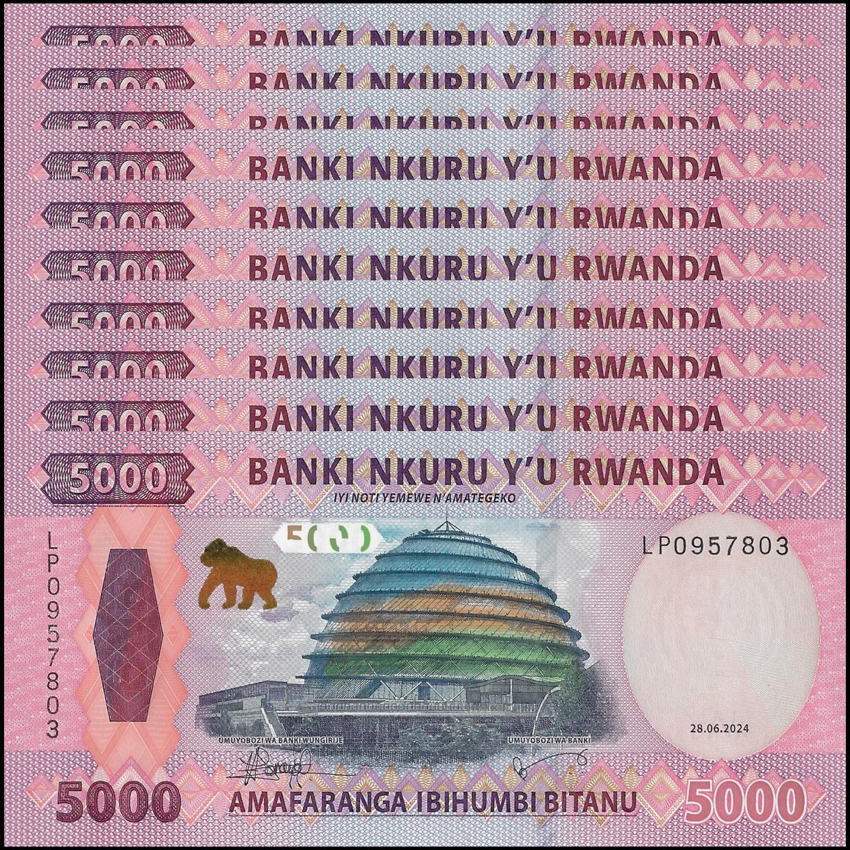 Bank Notes In Rwanda Buy Banknotes - Rwanda - 5000 Francs 2024 - Pick- NEW / B144a - Set 10 ...