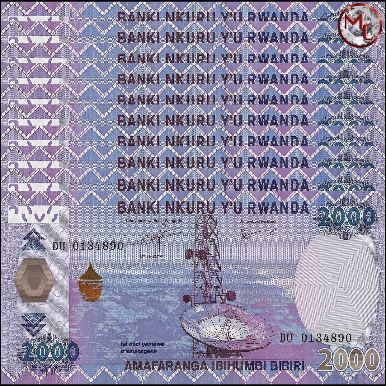 Bank Notes In Rwanda Buy Banknotes - Rwanda - 2000 Francs 2014 - Pick- 40 / B139 - Set 10 ...