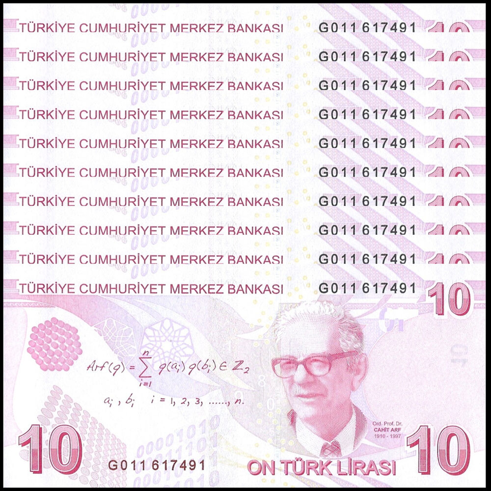 Turkey -  10 Lira 2009 - Pick # 223g - Set 10 PCS