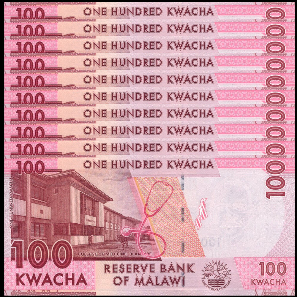 Malawi -  100 Kwacha 2024 - Pick # 65f - Set 10 PCS