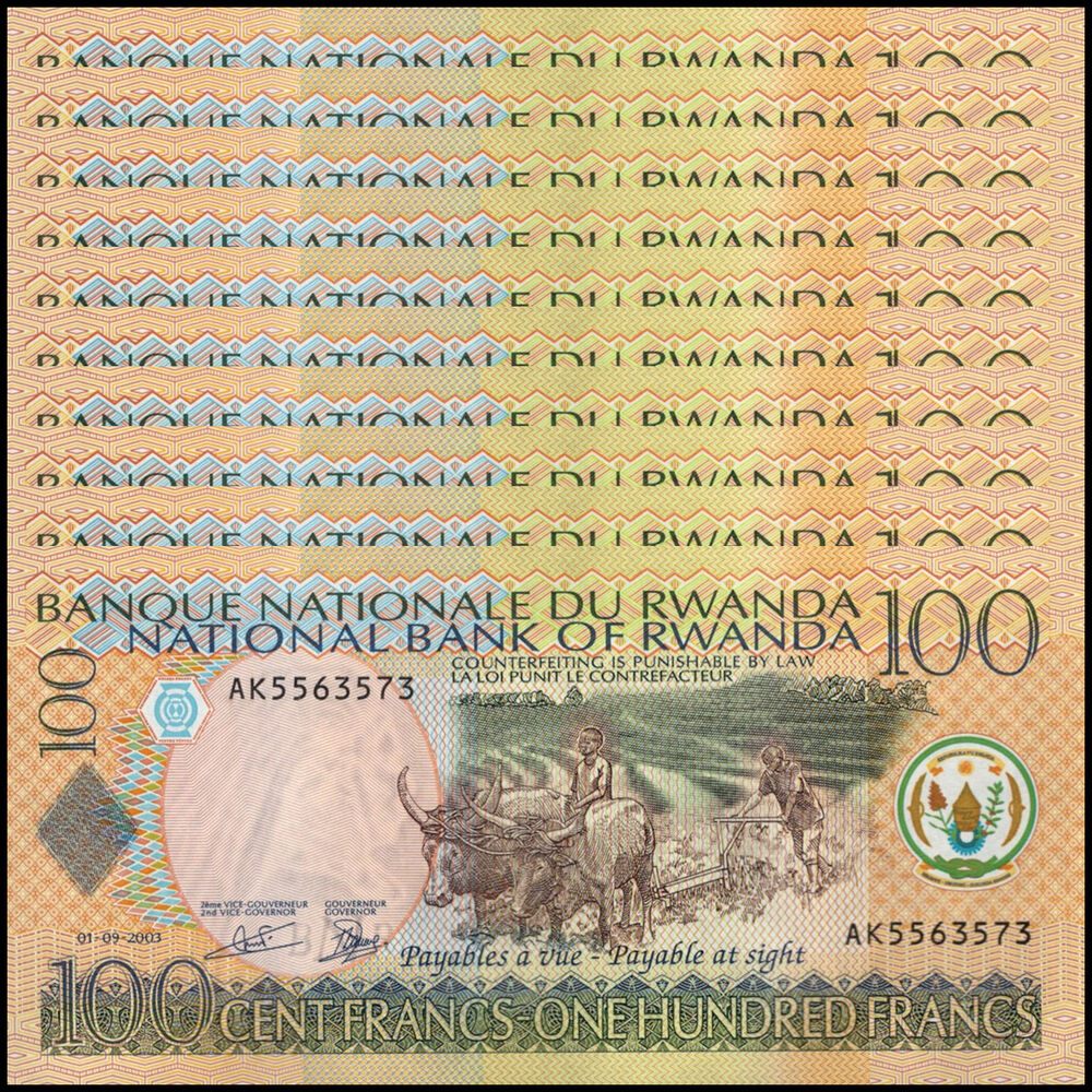Rwanda - 100 Francs 2003 - Pick # 29b - Set 10 PCS