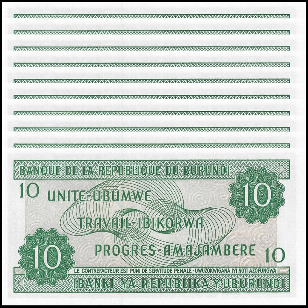 Burundi -  10 Francs 2001 - Pick # 33d - Set 10 PCS