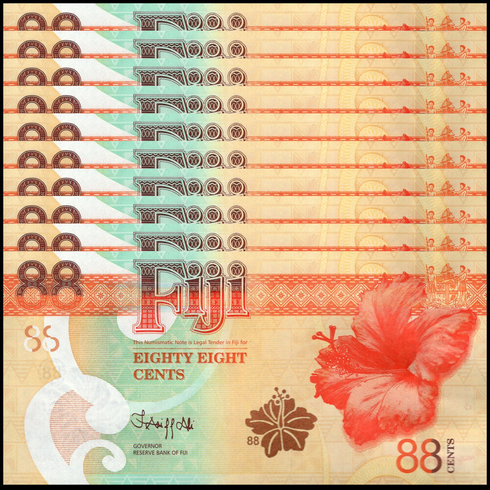 Fiji -  88 Cents 2022 - Pick # 123 - Set 10 PCS