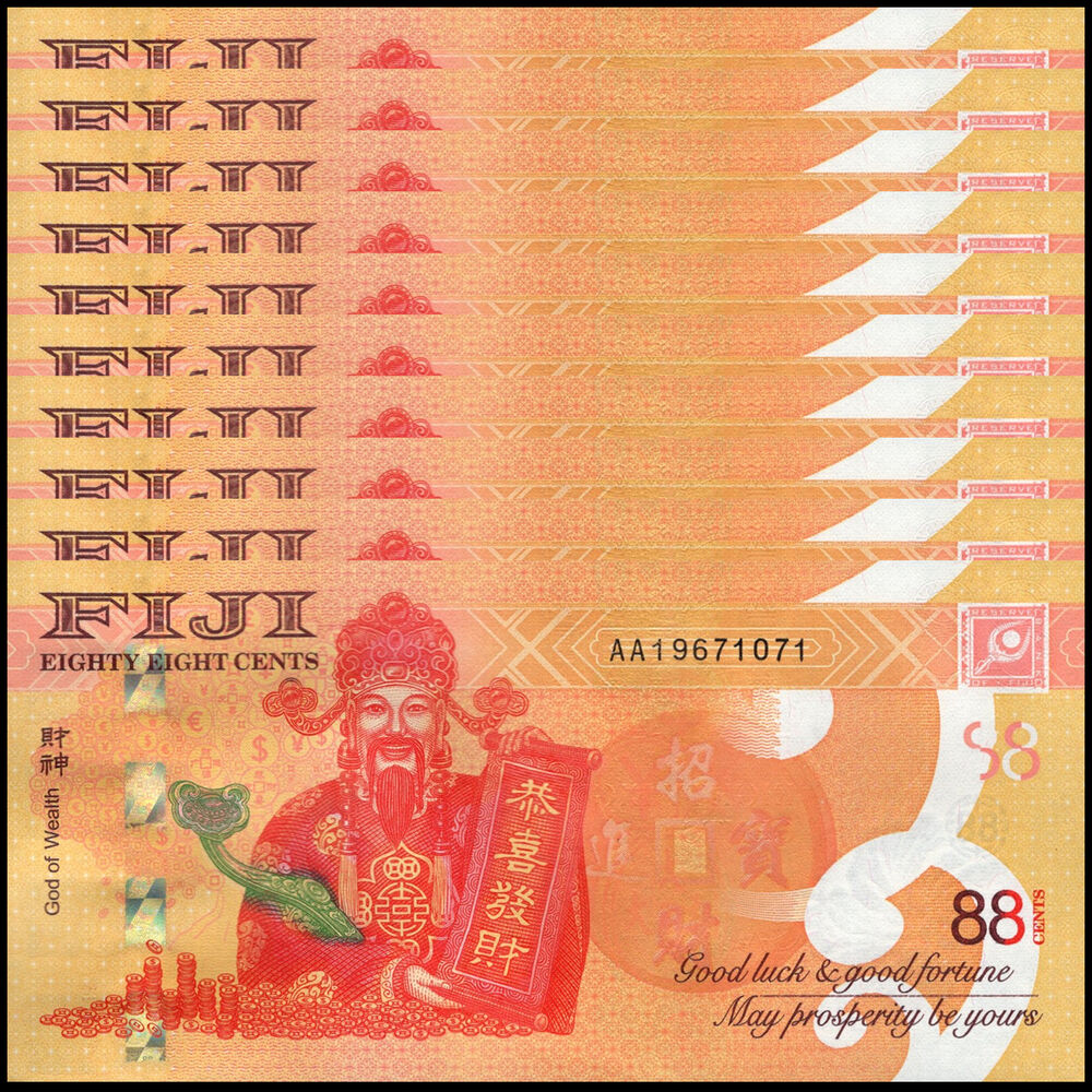 Fiji -  88 Cents 2022 - Pick # 123 - Set 10 PCS