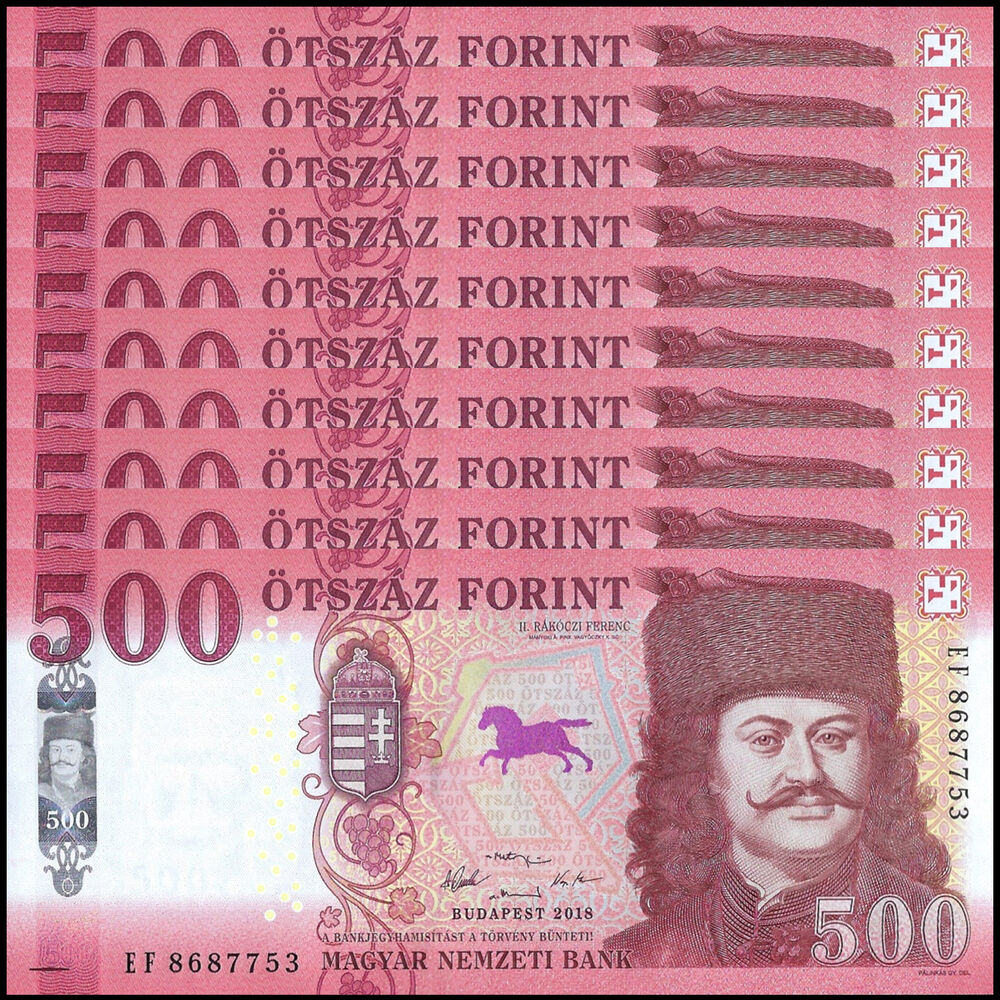 Hungary -  500 Forint 2018 - Pick # 202a - Set 10 PCS