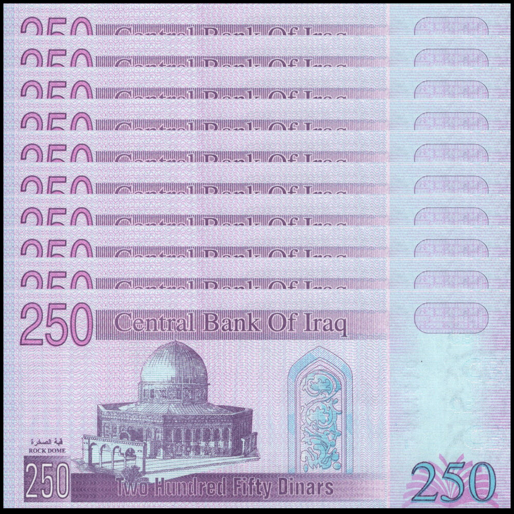 Iraq -  250 Dinars 2002 - Pick # 88 - Set 10 PCS