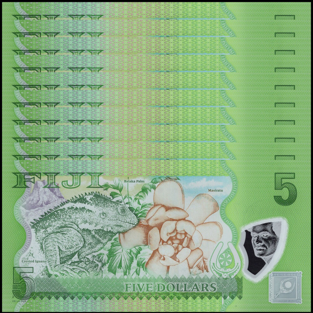 Fiji -  5 Dollars 2023 - Pick # 115b - Set 10 PCS