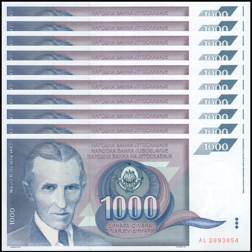 Yugoslavia -  1000 Dinara 1991 - Pick # 110 - Set 10 PCS