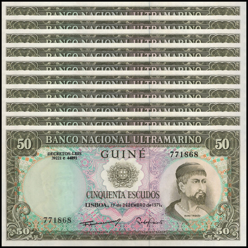 Portuguese Guinea - 50 Escudos 1971 - Pick # 44 - Set 10 PCS