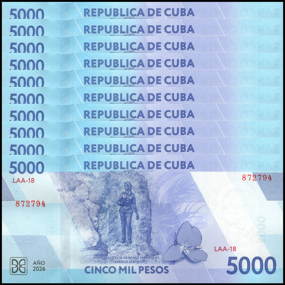 Cuba -  5000 Pesos 2026 - Pick # NEW - Set 10 PCS