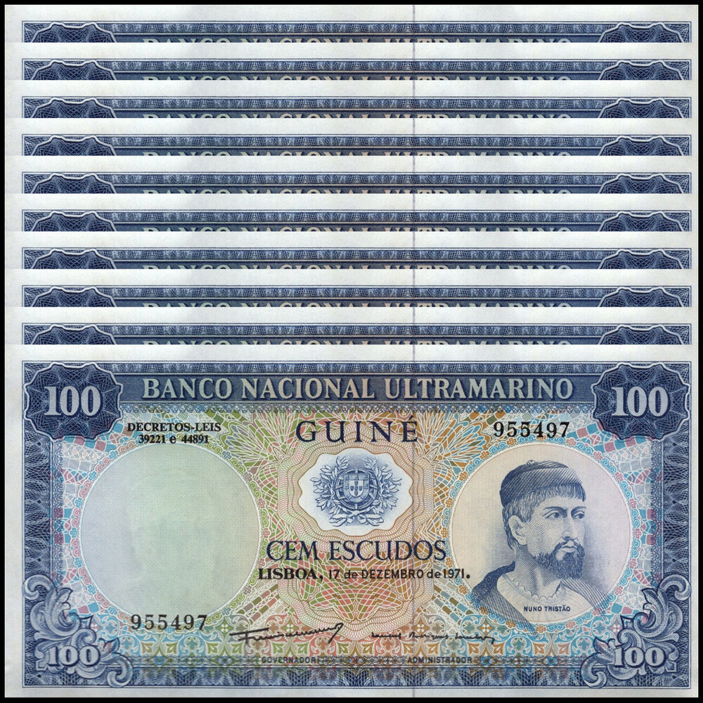 Portuguese Guinea - 100 Escudos 1971 - Pick # 45 - Set 10 PCS