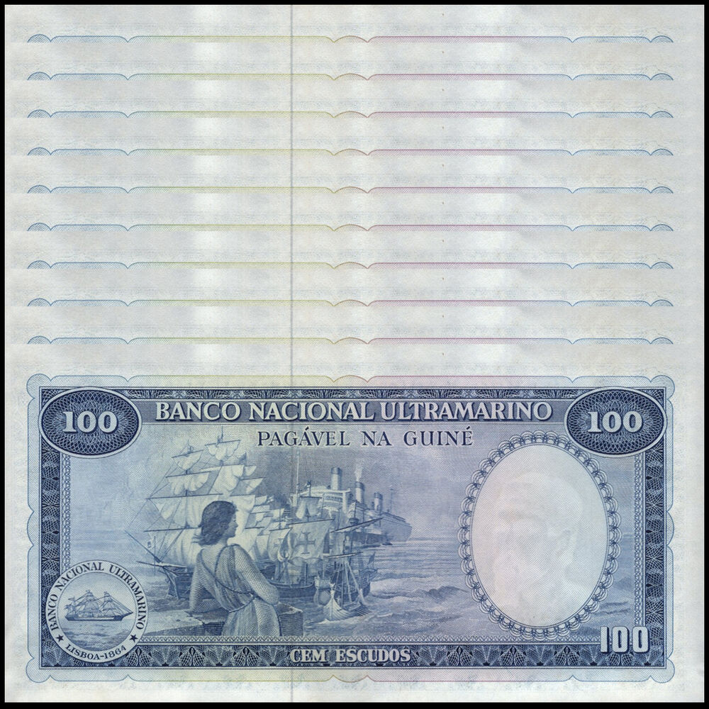 Portuguese Guinea - 100 Escudos 1971 - Pick # 45 - Set 10 PCS