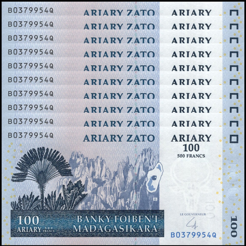 Madagascar -  100 Ariary 2004 - Pick # 86b - Set 10 PCS