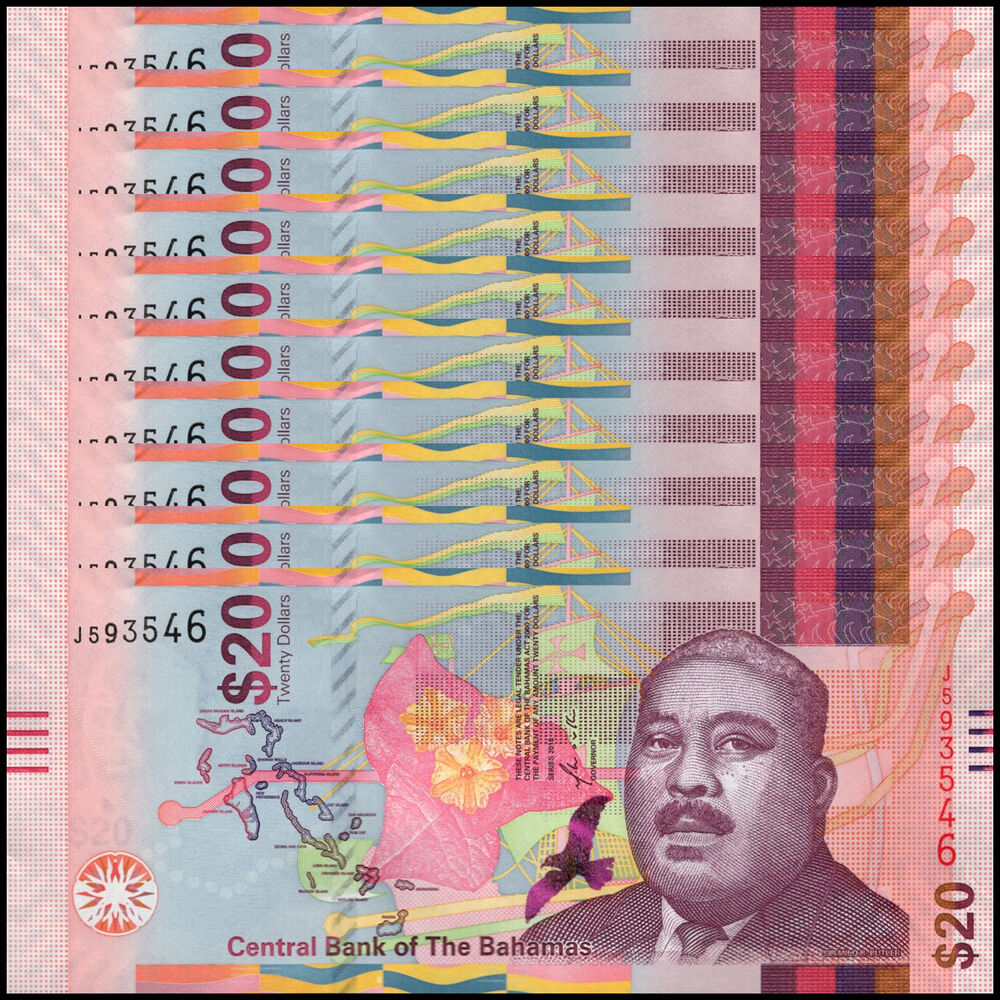 Bahamas - 20 Dollars 2018 - Pick # 80 - Set 10 PCS