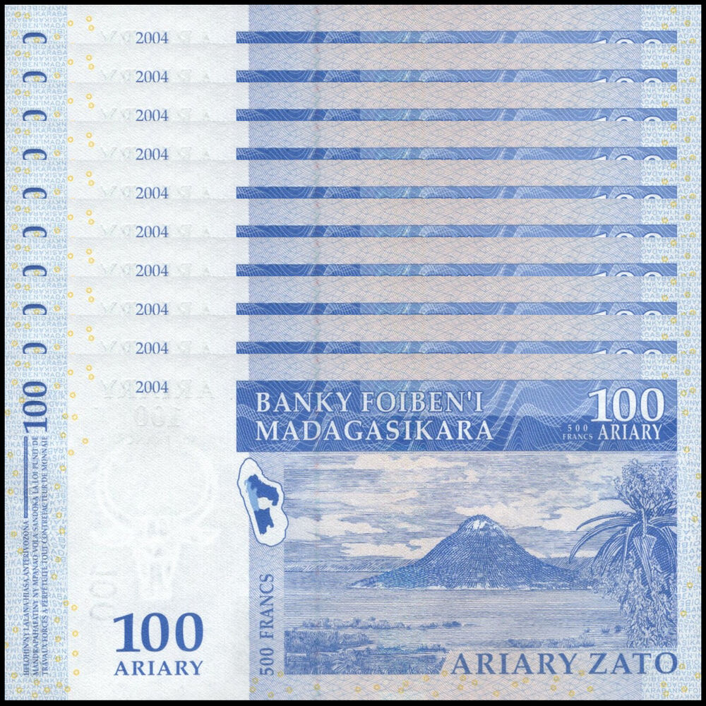 Madagascar -  100 Ariary 2004 - Pick # 86b - Set 10 PCS