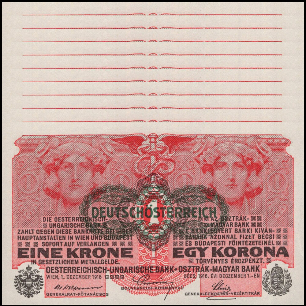 Austria - 1 Krone 1919 - Pick # 49 - Set 10 PCS