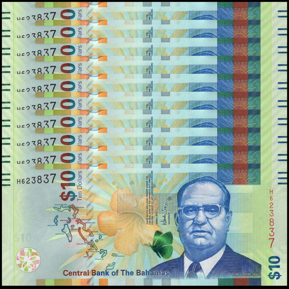 Bahamas - 10 Dollars 2016 - Pick # 79 - Set 10 PCS