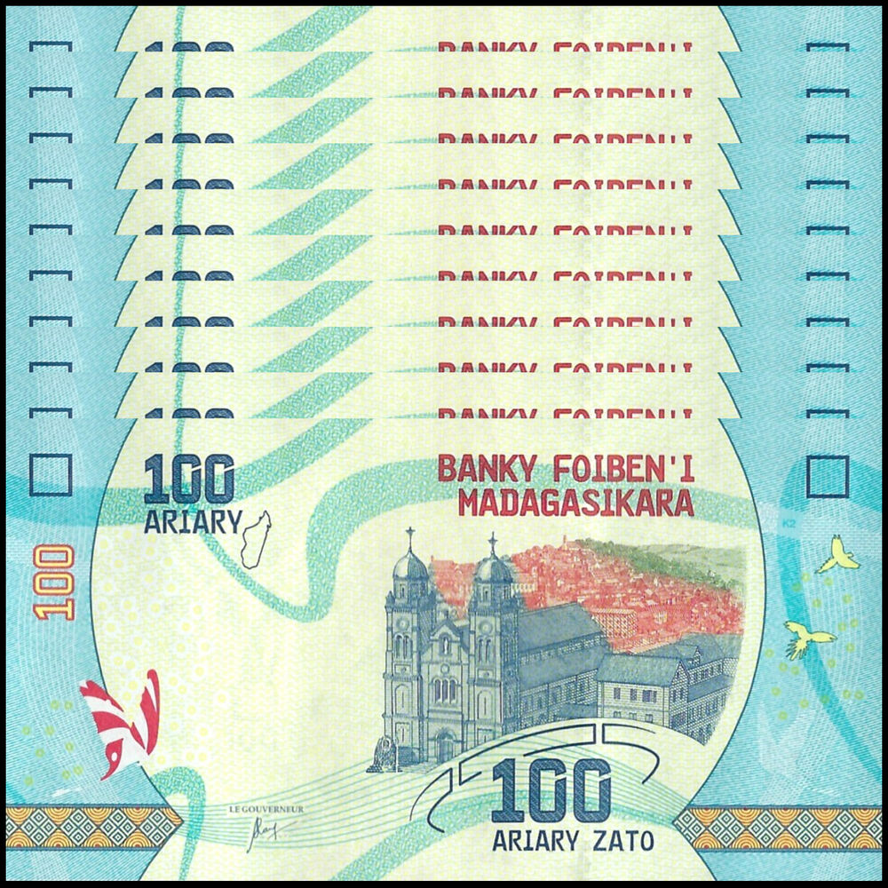 Madagascar -  100 Ariary 2017 - Pick # 97a - Set 10 PCS