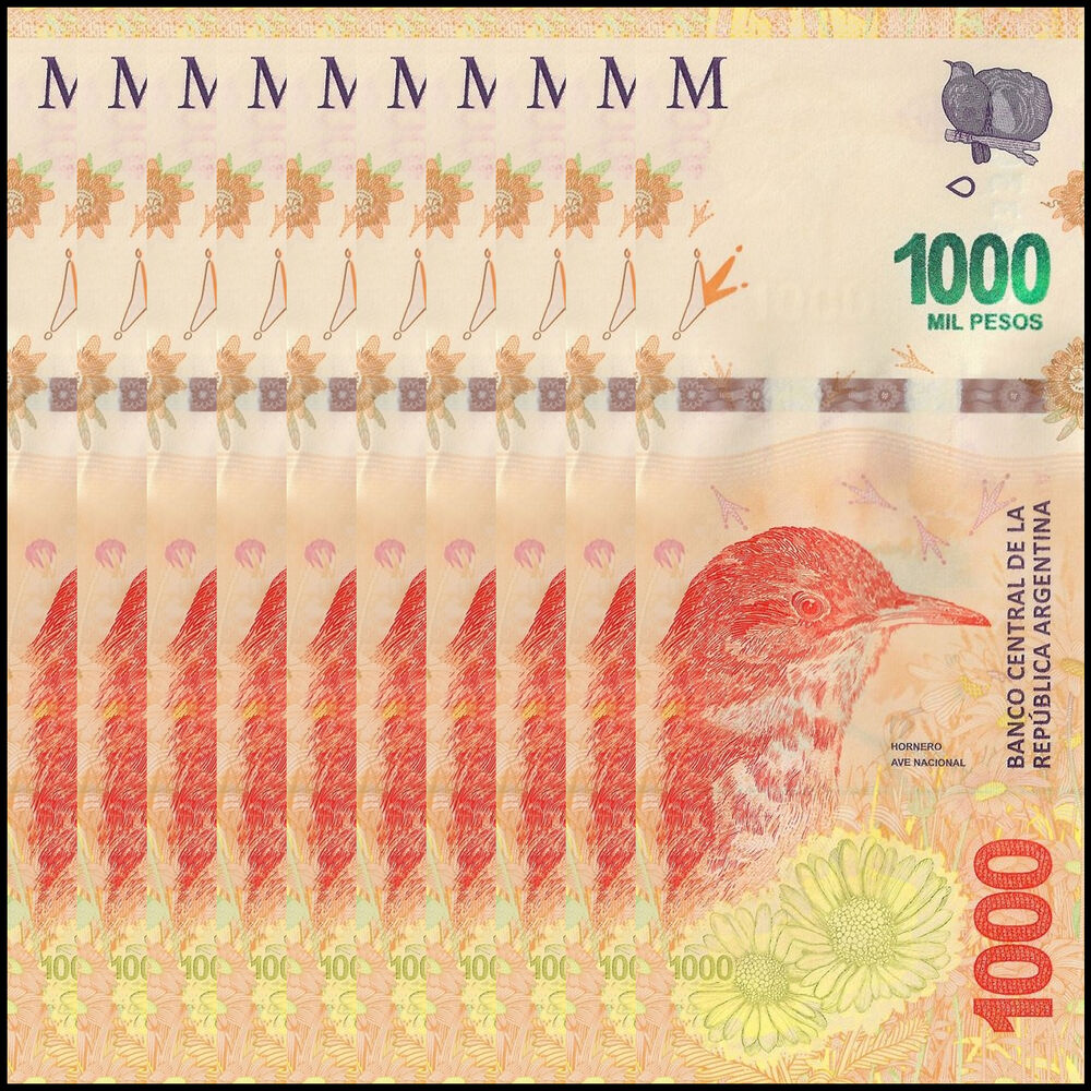 Argentina -  1000 Pesos 2017 - Pick # 366 - Set 10 PCS