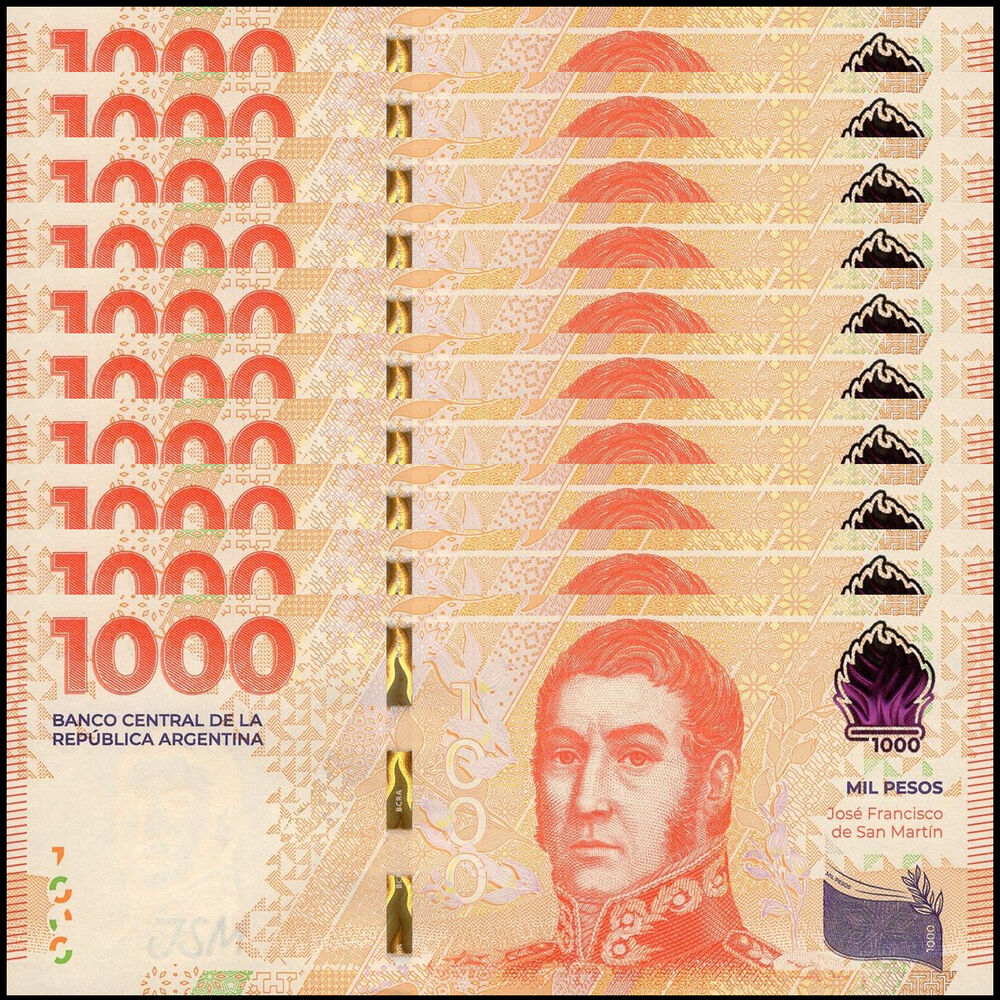 Argentina -  1000 Pesos 2023 - Pick # 367 - Set 10 PCS