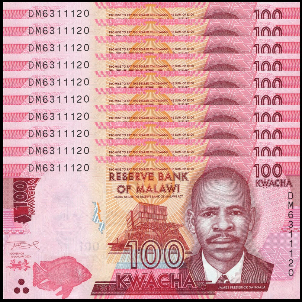 Malawi -  100 Kwacha 2024 - Pick # 65f - Set 10 PCS