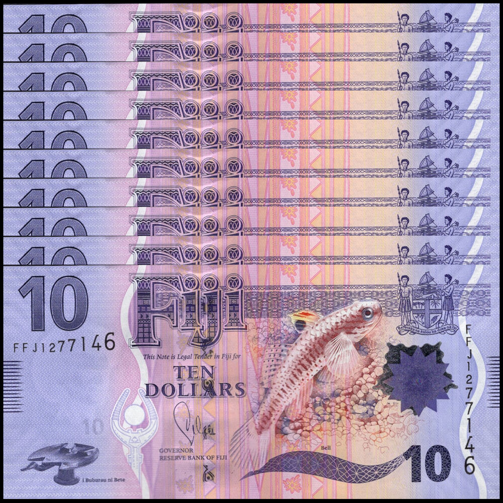 Fiji -  10 Dollars 2013 - Pick # 116 - Set 10 PCS