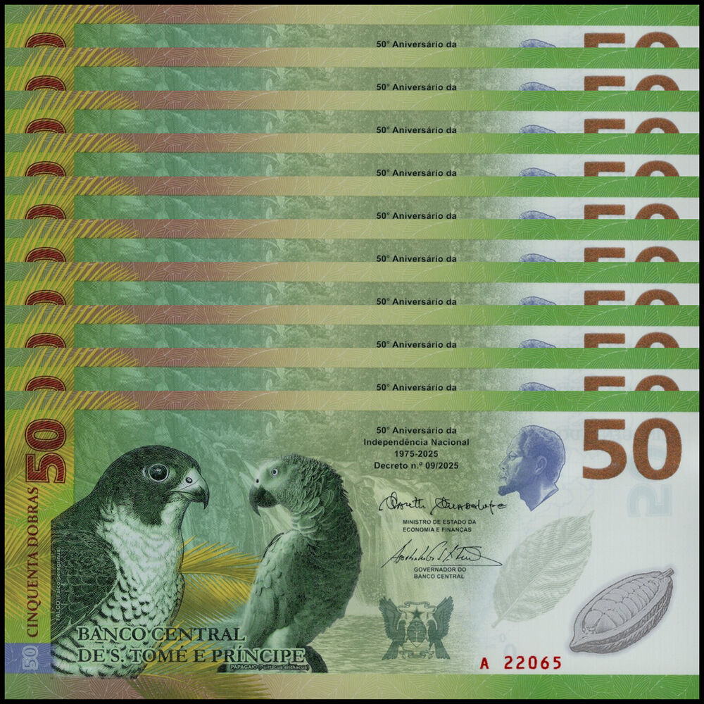 Sao Tome and Principe - 50 Dobras 2025 - Pick # NEW  - Set 10 PCS