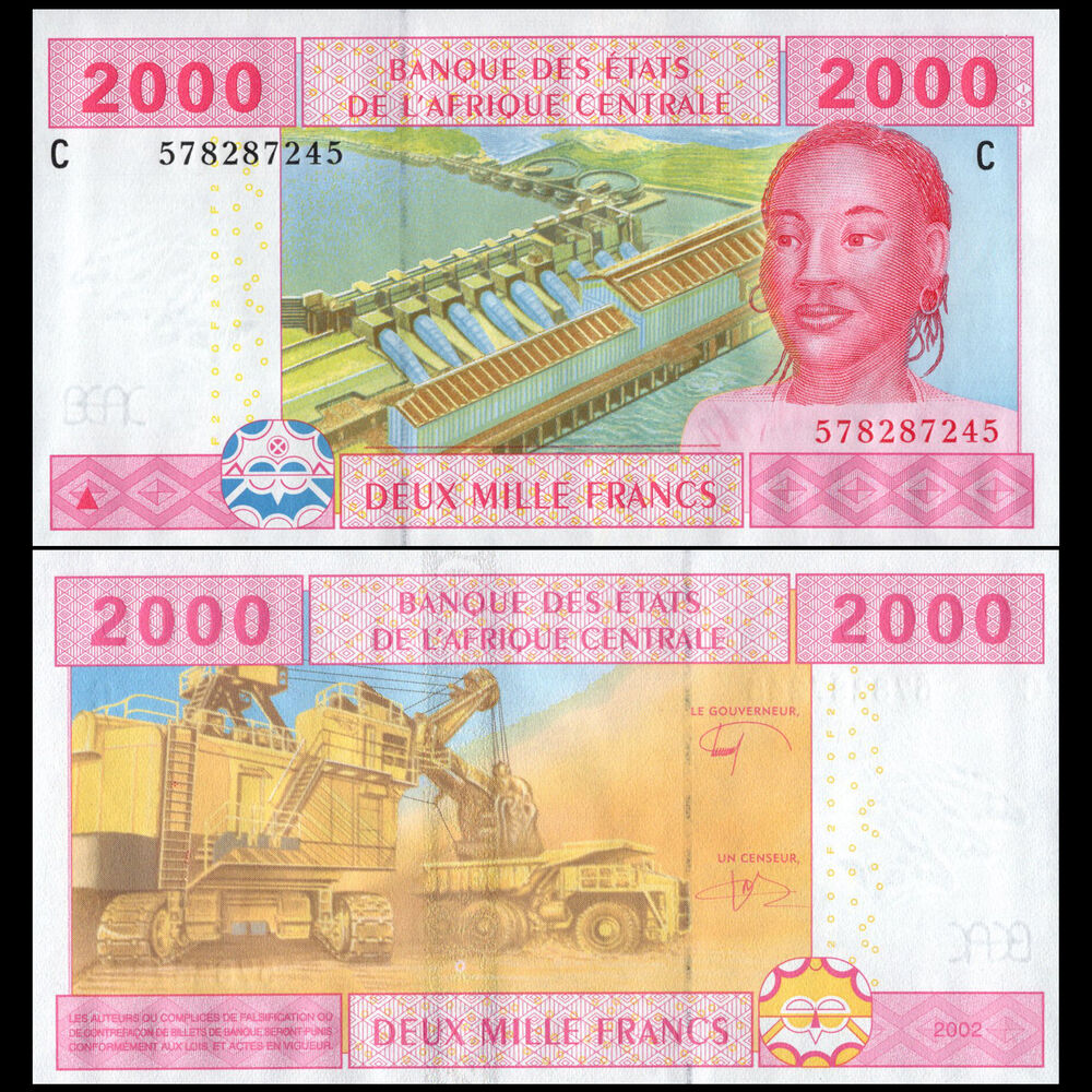 C.A.S. Chad - 2000 Francs 2002 - Pick- 608C / B108Ce - Set 10 PCS