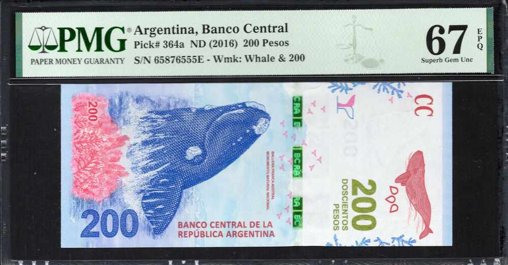Argentinië -  200 Pesos 2016 - Pick # 364a - PMG 67 EPQ