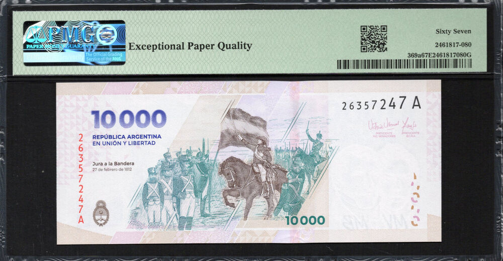 Argentinië -  10.000 Pesos 2024 - Pick # 369a - PMG 67 EPQ