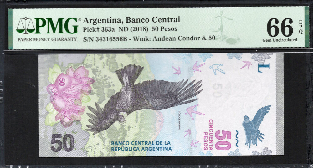 Argentinië -  50 Pesos 2018 - Pick # 363a - PMG 66 EPQ