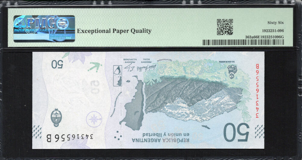Argentinië -  50 Pesos 2018 - Pick # 363a - PMG 66 EPQ