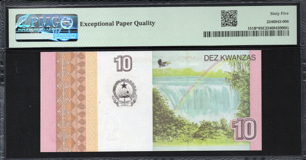 Angola -  10 Kwanzas 2012 - Pick # 151B - PMG 65 EPQ