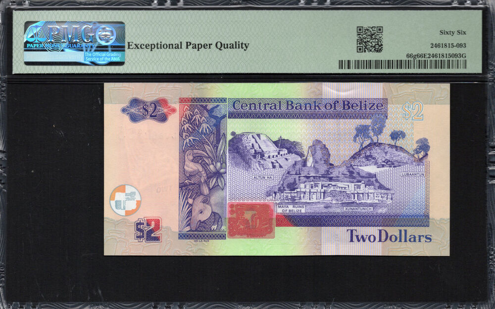 Belize -  2 Dollars 2021 - Pick # 66g - PMG 66 EPQ