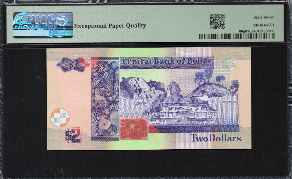 Belize -  2 Dollars 2021 - Pick # 66g - PMG 67 EPQ