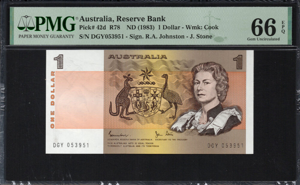 Australia -  1 Dollar 1983 - Pick # 42d - PMG 66 EPQ