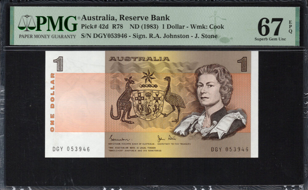 Australia -  1 Dollar 1983 - Pick # 42d - PMG 67 EPQ