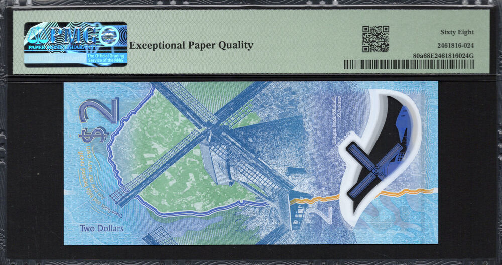 Barbados -  2 Dollars 2022 - Pick # 80a - PMG 68 EPQ