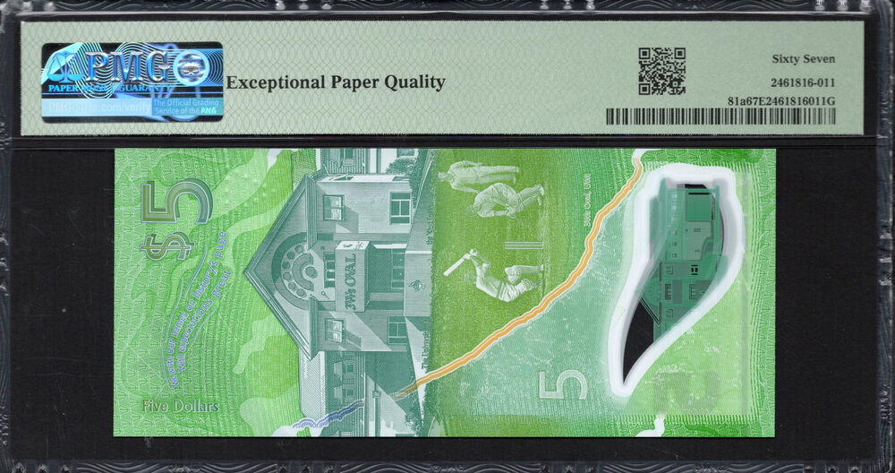 Barbados -  5 Dollars 2022 - Pick # 81a - PMG 67 EPQ