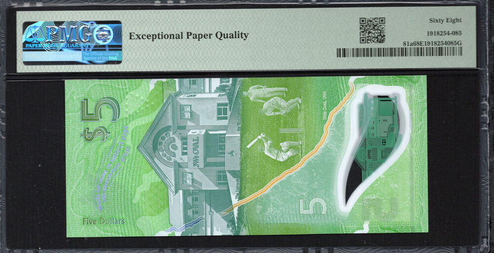 Barbados -  5 Dollars 2022 - Pick # 81a - PMG 68 EPQ