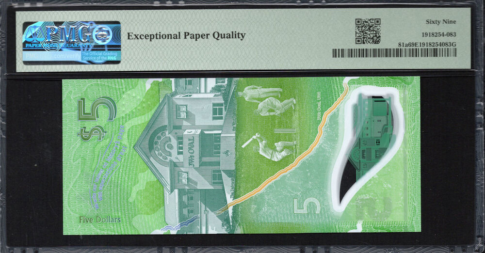 Barbados -  5 Dollars 2022 - Pick # 81a - PMG 69 EPQ