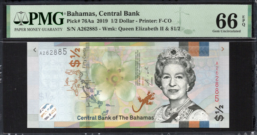 Bahamas -  Half Dollar 2019 - Pick # 76Aa - PMG 66 EPQ