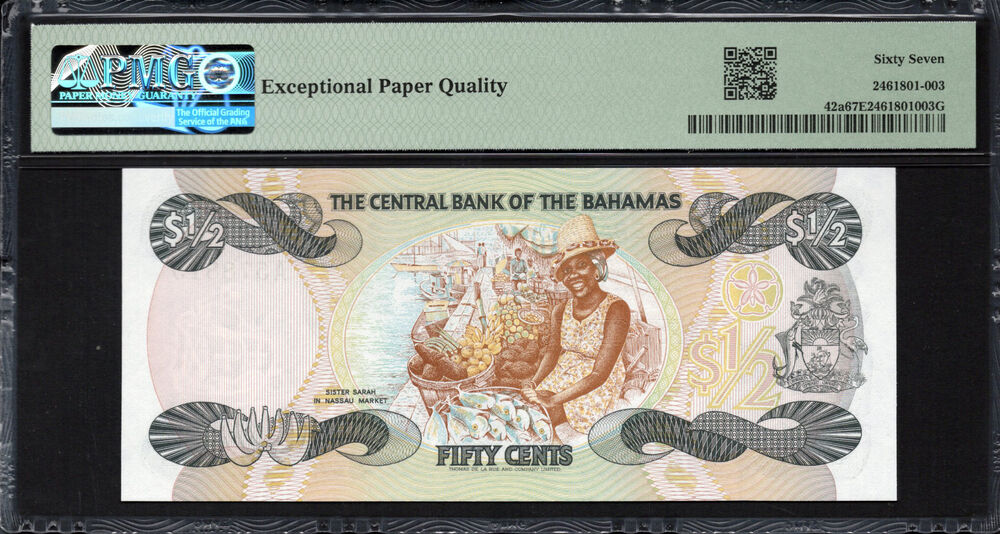 Bahamas -  Half Dollar 1974 - Pick # 42a - PMG 67 EPQ